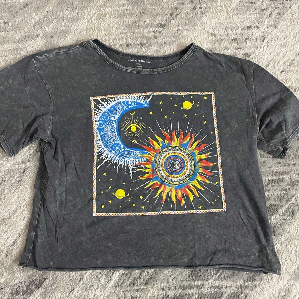 Small moon and sun crop top